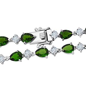 D'Joy Chrome Diopside and Moissanite 30.60 ctw Necklace in Rhodium Over Sterling Silver 18 Inches
