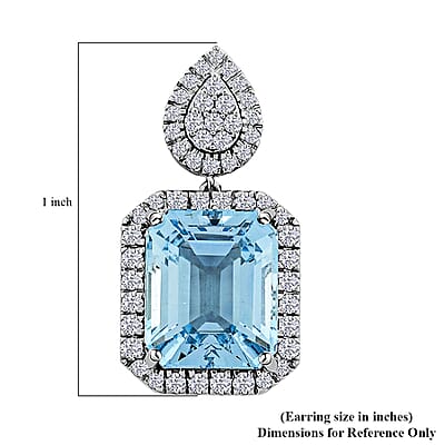 Chairman Vault Collection Certified & Appraised Rhapsody AAAA Santa maria Aquamarine and E-F VS Diamond 15.53 ctw Earrings in 950 Platinum 17.51 Grams