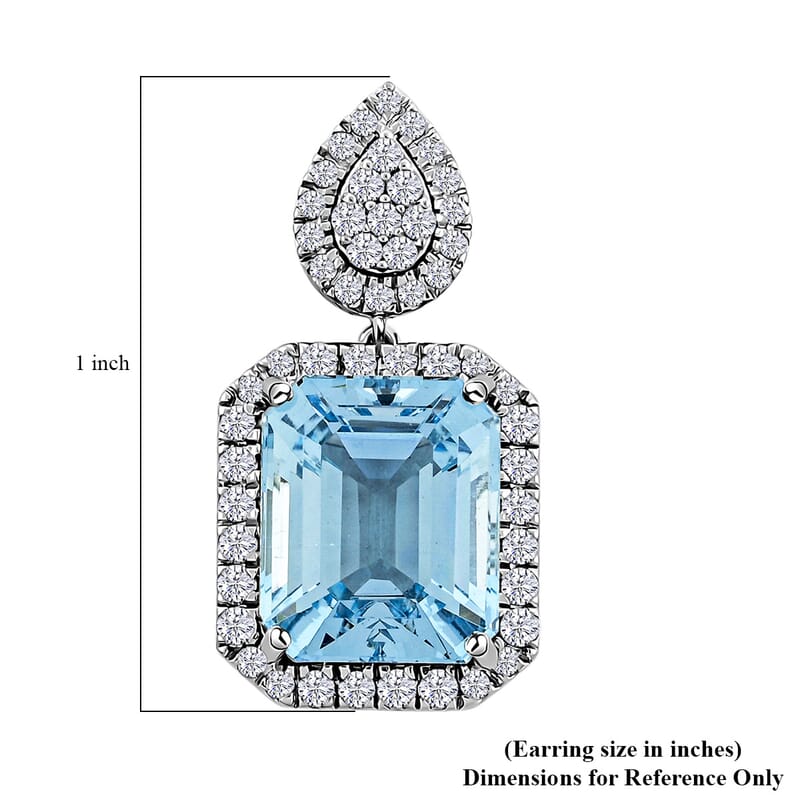 Chairman Vault Collection Certified & Appraised Rhapsody AAAA Santa maria Aquamarine and E-F VS Diamond 15.53 ctw Earrings in 950 Platinum 17.51 Grams