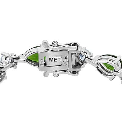 D'Joy Chrome Diopside and Moissanite 10.80 ctw Nature's Embrace Bracelet in Rhodium Over Sterling Silver (6.50 In)