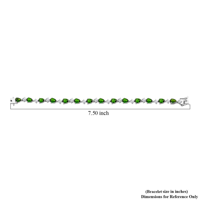 D'Joy Chrome Diopside and Moissanite 10.80 ctw Nature's Embrace Bracelet in Rhodium Over Sterling Silver (6.50 In)