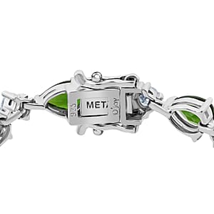 D'Joy Chrome Diopside and Moissanite 12.60 ctw Nature's Embrace Bracelet in Rhodium Over Sterling Silver (7.25 In)