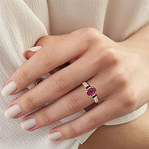 D'Joy Montepuez Ruby and Multi Gemstone 1.40 ctw Ring in 18K Vermeil Yellow Gold Over Sterling Silver (Size 7.0)