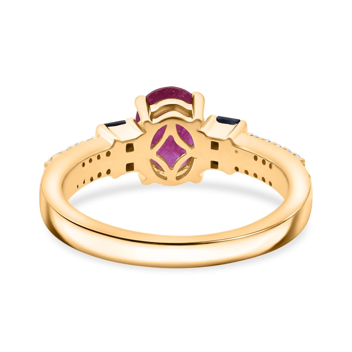 D'Joy Mozambique Ruby and Multi Gemstone 1.40 ctw Ring in 18K Vermeil Yellow Gold Over Sterling Silver (Size 7.0) image number 4
