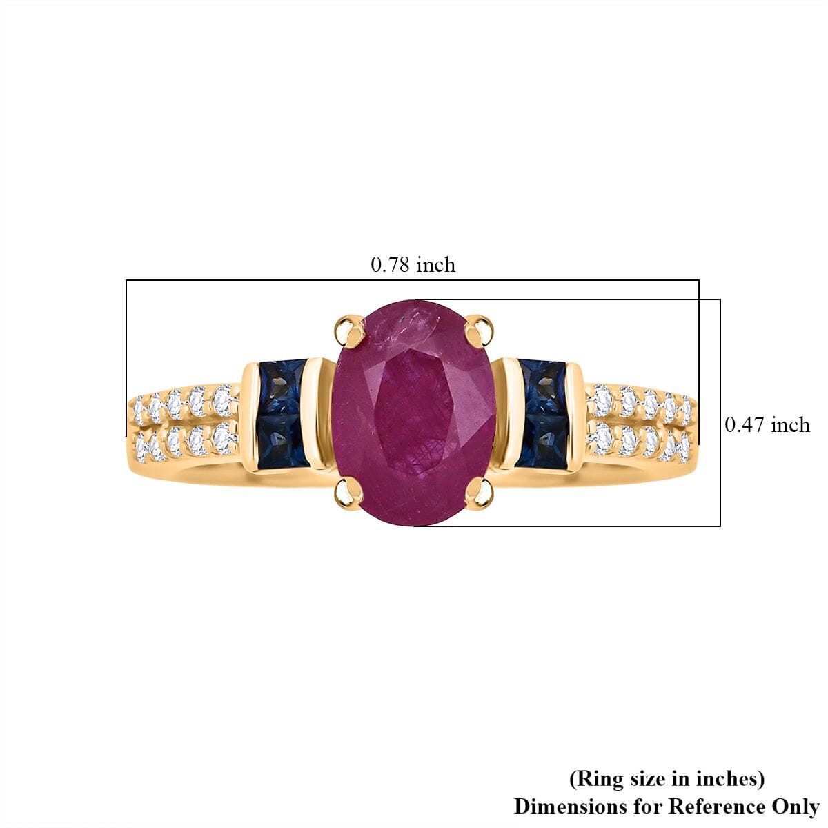 D'Joy Mozambique Ruby and Multi Gemstone 1.40 ctw Ring in 18K Vermeil Yellow Gold Over Sterling Silver (Size 7.0) image number 5
