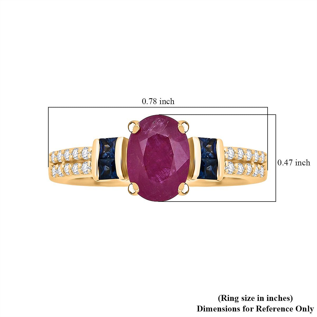 D'Joy Montepuez Ruby and Multi Gemstone 1.40 ctw Ring in 18K Vermeil Yellow Gold Over Sterling Silver (Size 9.0) image number 5