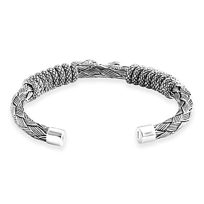 D'Joy Bali Legacy Snake Cuff Bracelet in Sterling Silver (7.25 In) 41.40 Grams