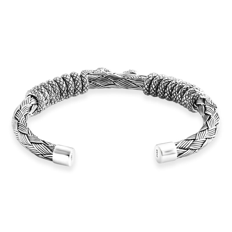 D'Joy Bali Legacy Snake Cuff Bracelet in Sterling Silver (7.25 In) 41.40 Grams