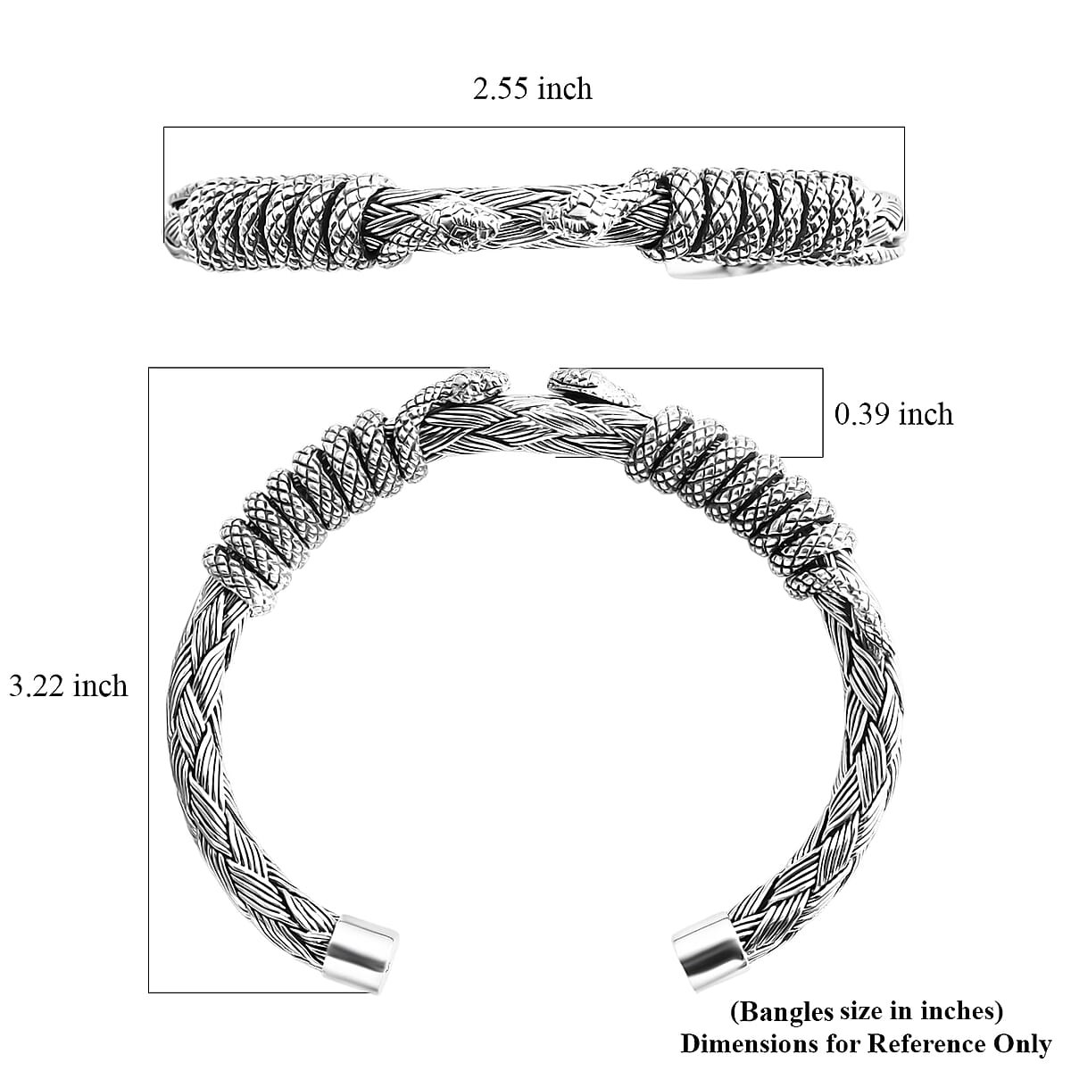 Bali Legacy Snake Cuff Bracelet in Sterling Silver (7.25 In) 41.40 Grams image number 5