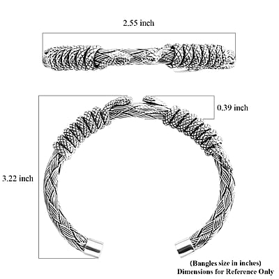 D'Joy Bali Legacy Snake Cuff Bracelet in Sterling Silver (7.25 In) 41.40 Grams