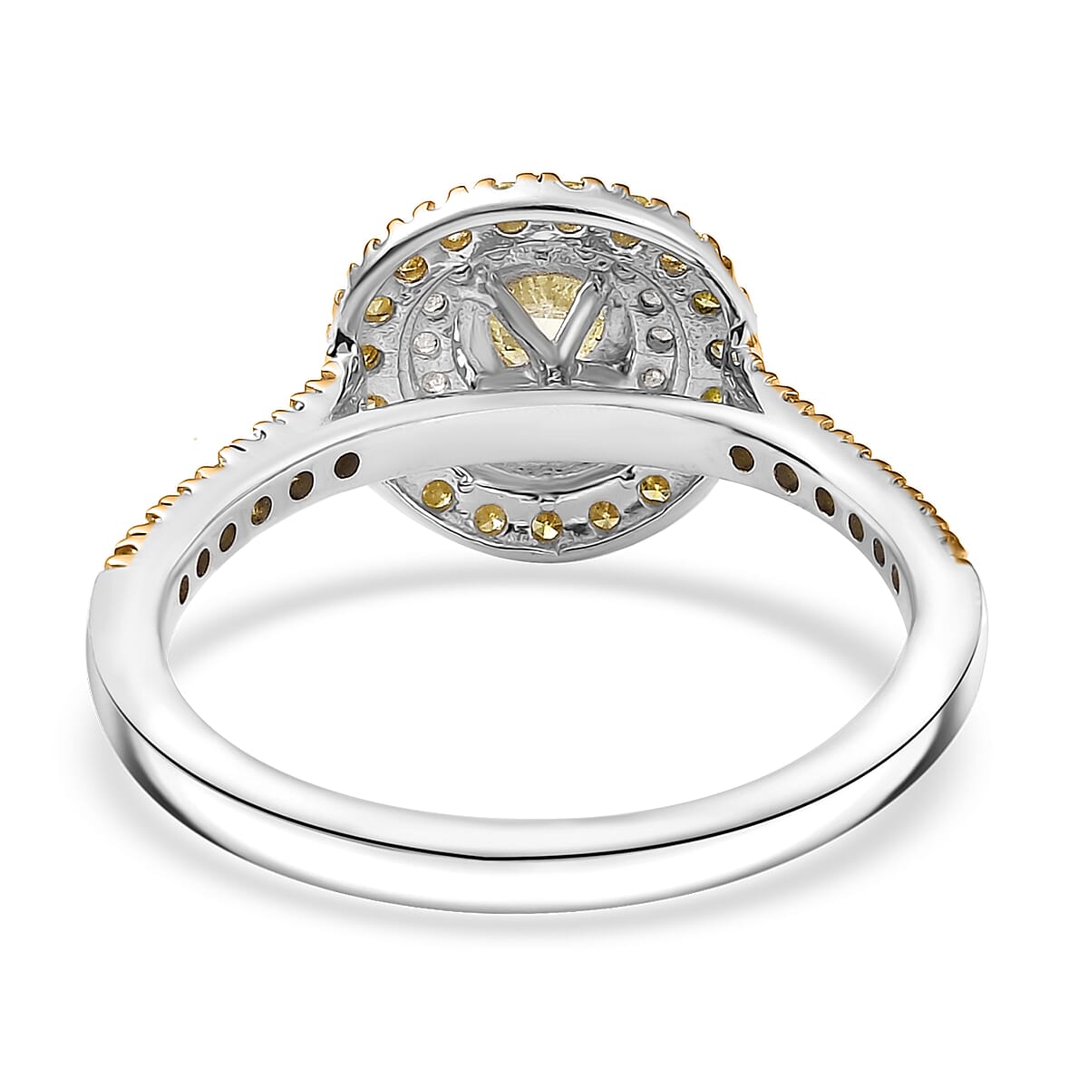D'Joy Natural Yellow and White Diamond I2-I3 1.20 ctw Golden Twilight Ring in Rhodium Over Sterling Silver (Size 10.0)