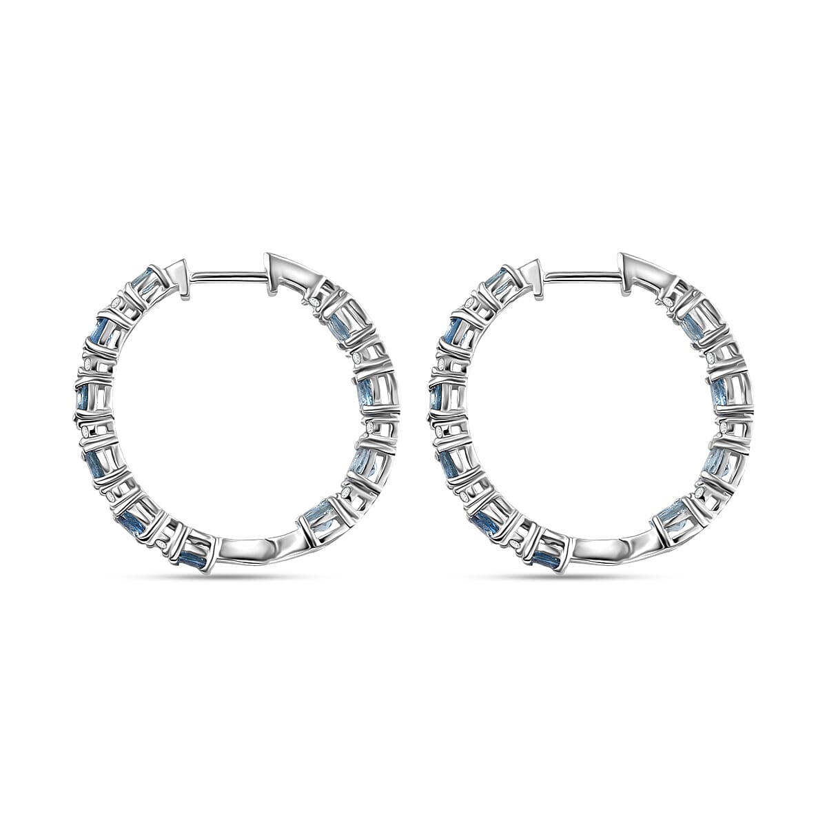D'Joy Santa Maria Aquamarine and Moissanite 3.35 ctw Blue Legacy Earrings in Rhodium Over Sterling Silver