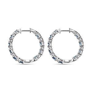 D'Joy Santa Maria Aquamarine and Moissanite 3.35 ctw Blue Legacy Earrings in Rhodium Over Sterling Silver