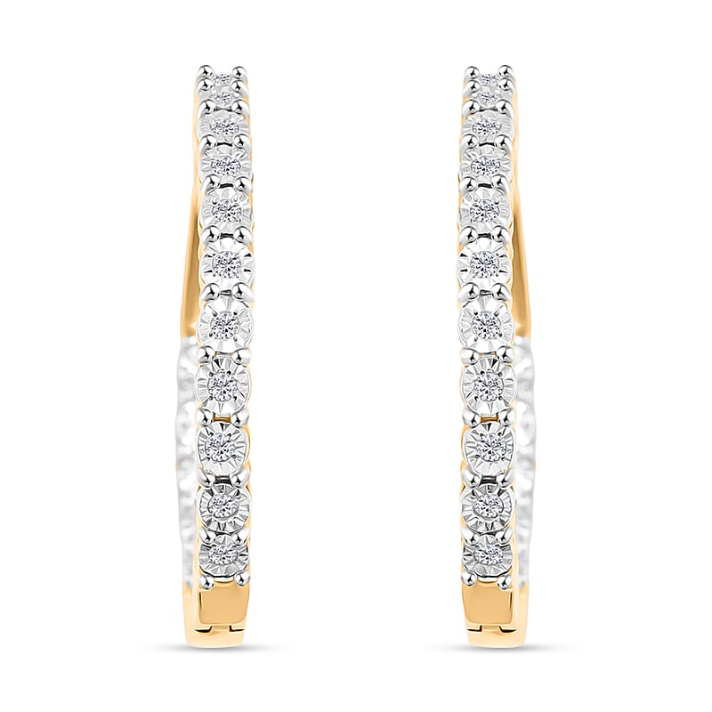 Diamond Hoop Earrings in 14K YG Over Sterling Silver 0.25 ctw