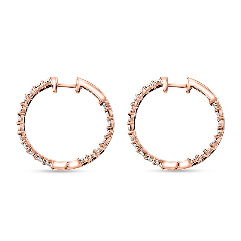 Diamond (I2) 0.25 ctw Hoop Earrings in 14K Rose Gold Over Sterling Silver