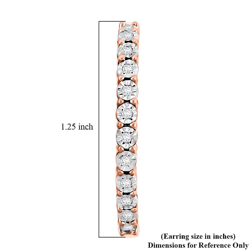 Diamond (I2) 0.25 ctw Hoop Earrings in 14K Rose Gold Over Sterling Silver