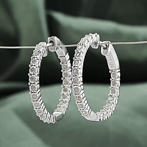 White Diamond 0.25 ctw Hoop Earrings in Sterling Silver