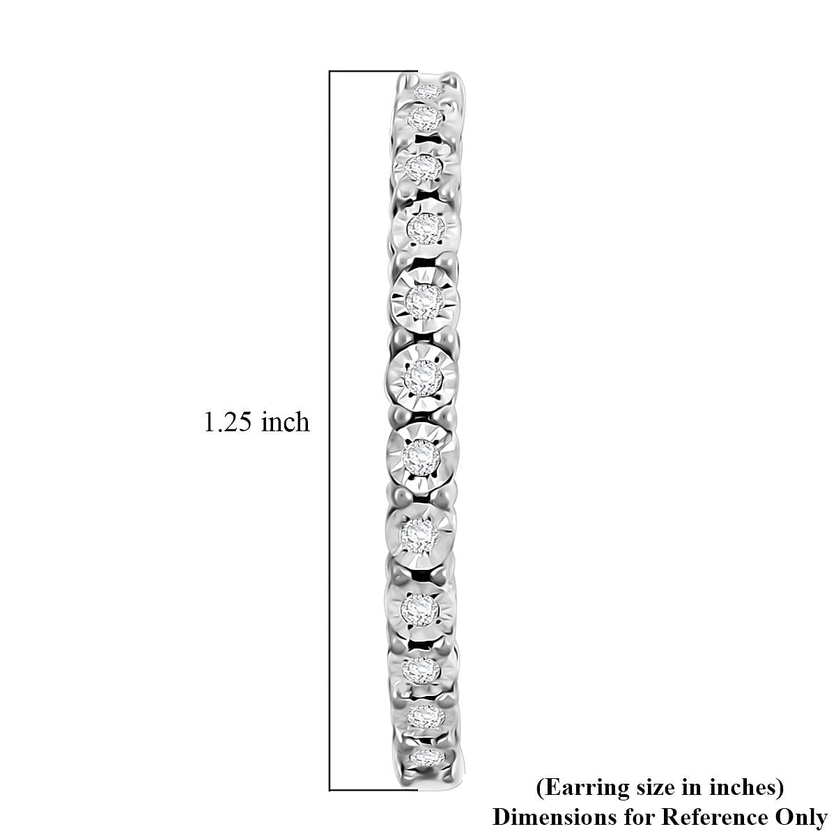 White Diamond 0.25 ctw Hoop Earrings in Sterling Silver image number 4