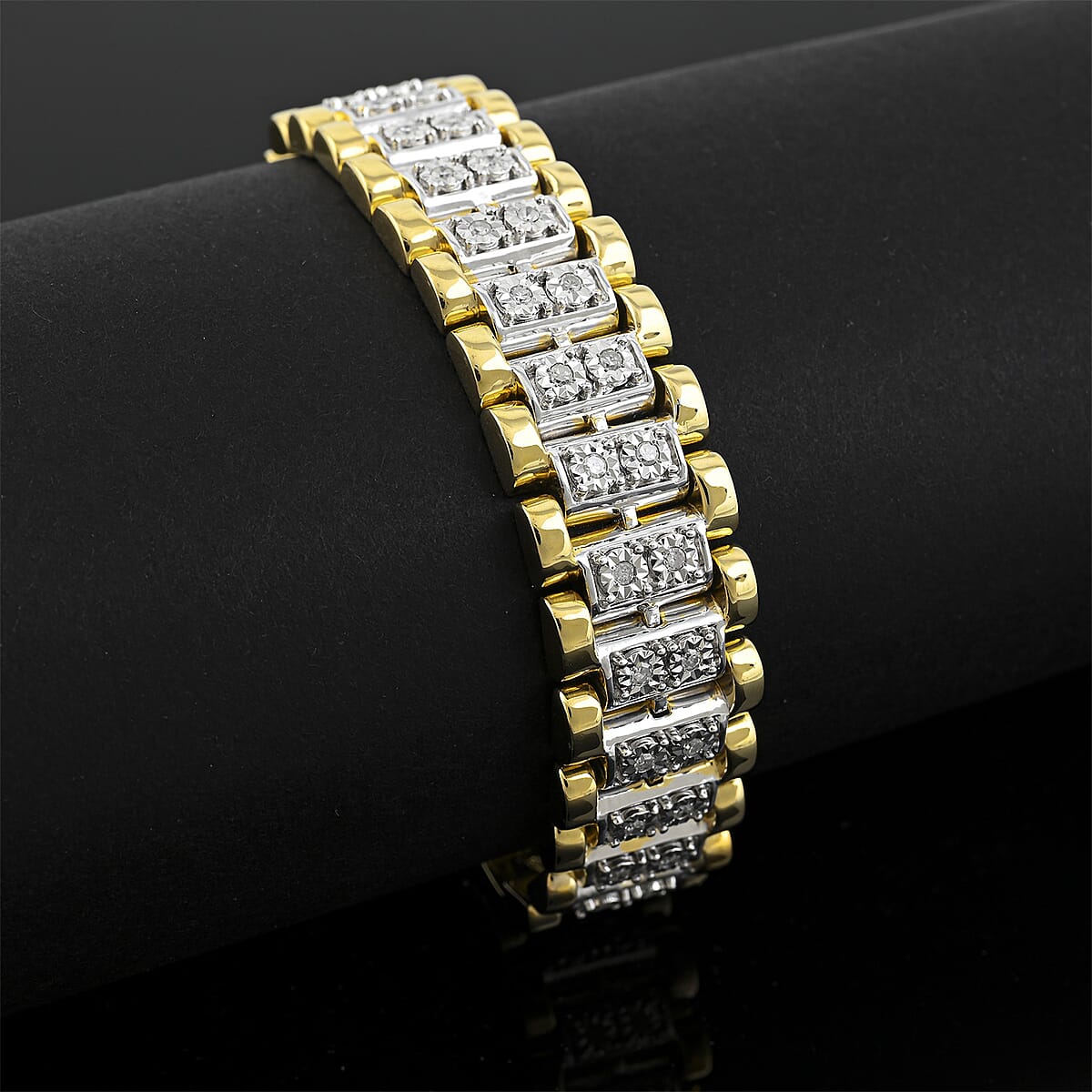 White Diamond 1.00 ctw Bracelet in 14K YG Over and Sterling Silver (8.50 In) image number 1