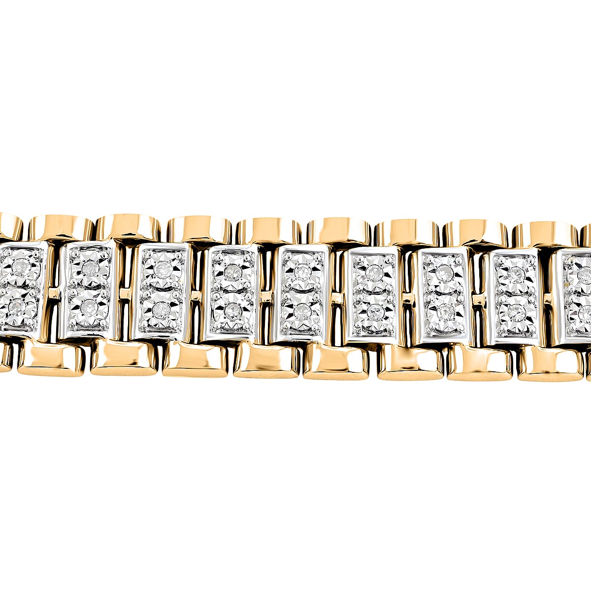 White Diamond 1.00 ctw Bracelet in 14K YG Over and Sterling Silver (8.50 In) image number 2