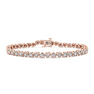 White Diamond 0.25 ctw Bracelet in 14K Rose Gold Over Sterling Silver (7.25 In)