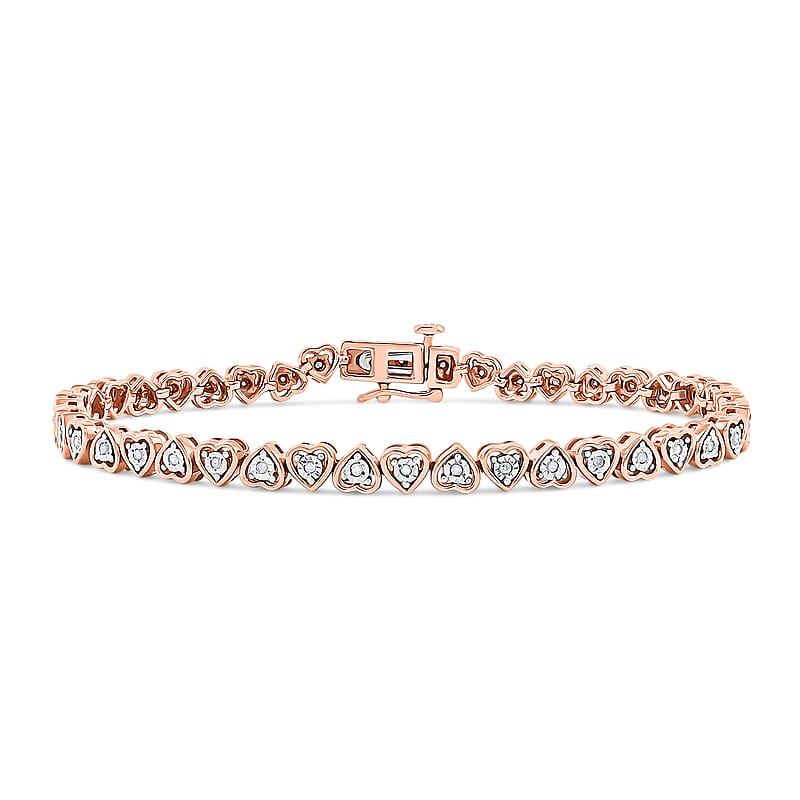 White Diamond 0.25 ctw Bracelet in 14K Rose Gold Over Sterling Silver (7.25 In)