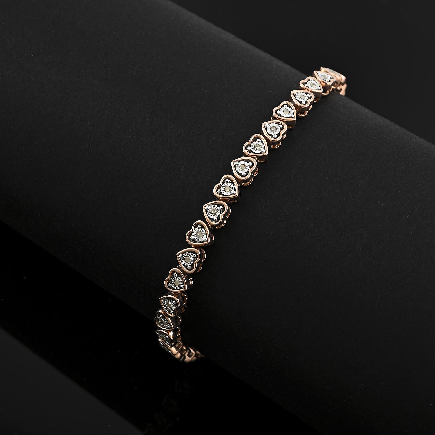 White Diamond 0.25 ctw Bracelet in 14K Rose Gold Over Sterling Silver (7.25 In)