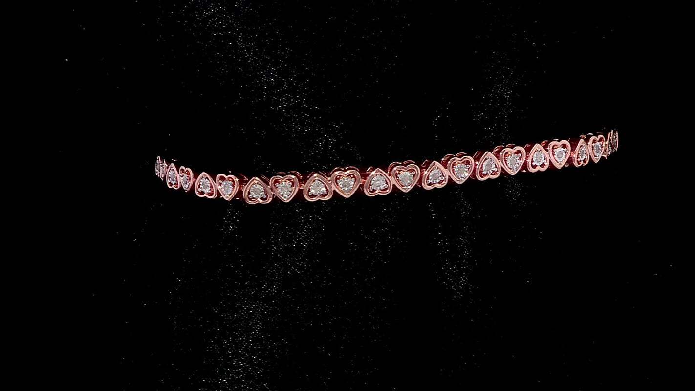 White Diamond 0.25 ctw Bracelet in 14K Rose Gold Over Sterling Silver (7.25 In)