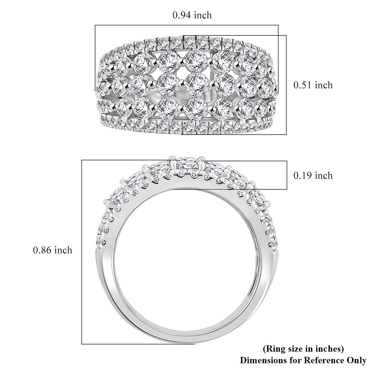 White Diamond 2.00 ctw Ring in Sterling Silver (Size 10.0) image number 5