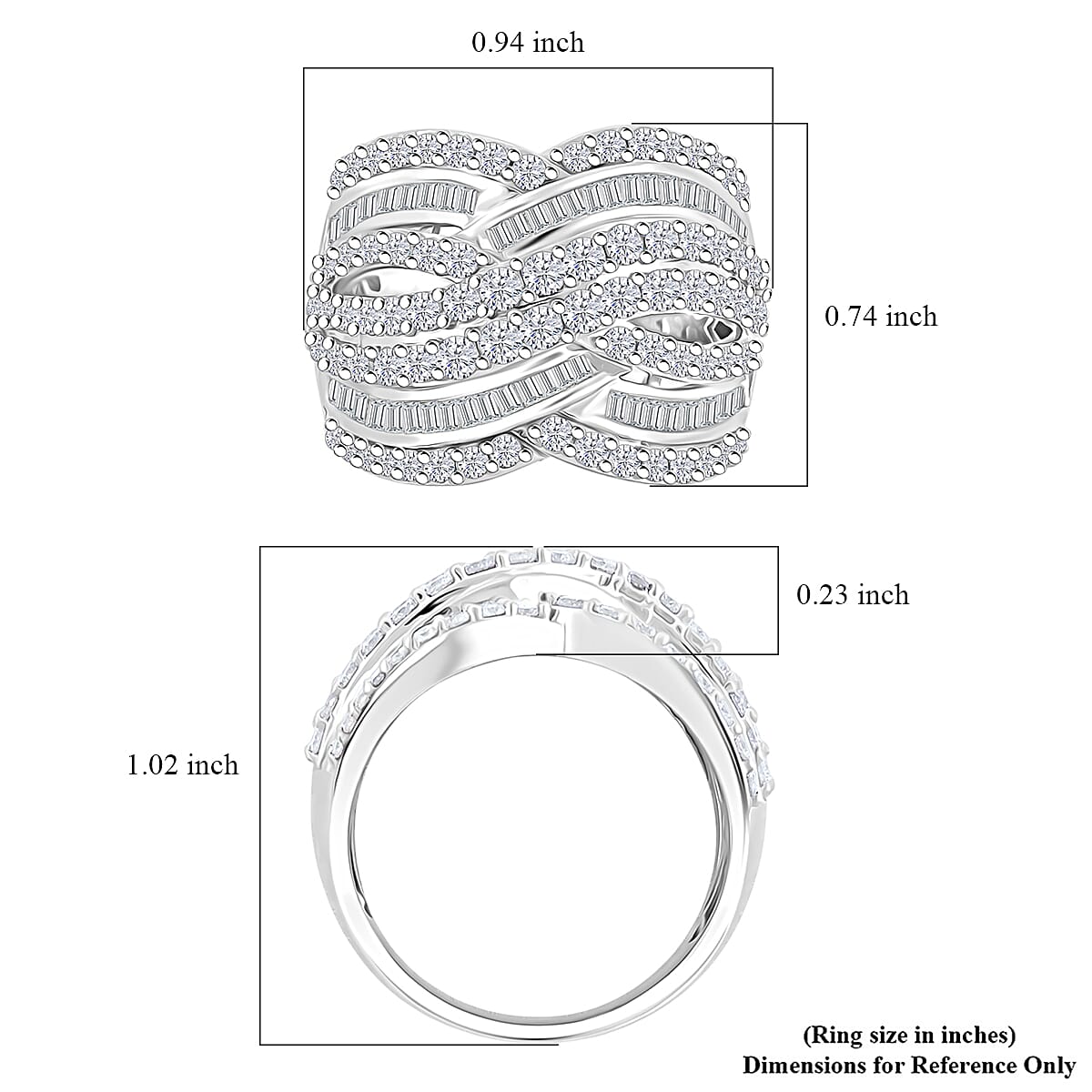White Diamond 2.00 ctw Ring in Sterling Silver (Size 10.0)