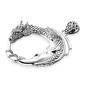 D'Joy Bali Legacy Moon with Dragon Pendant without Chain in Sterling Silver 8.30 Grams