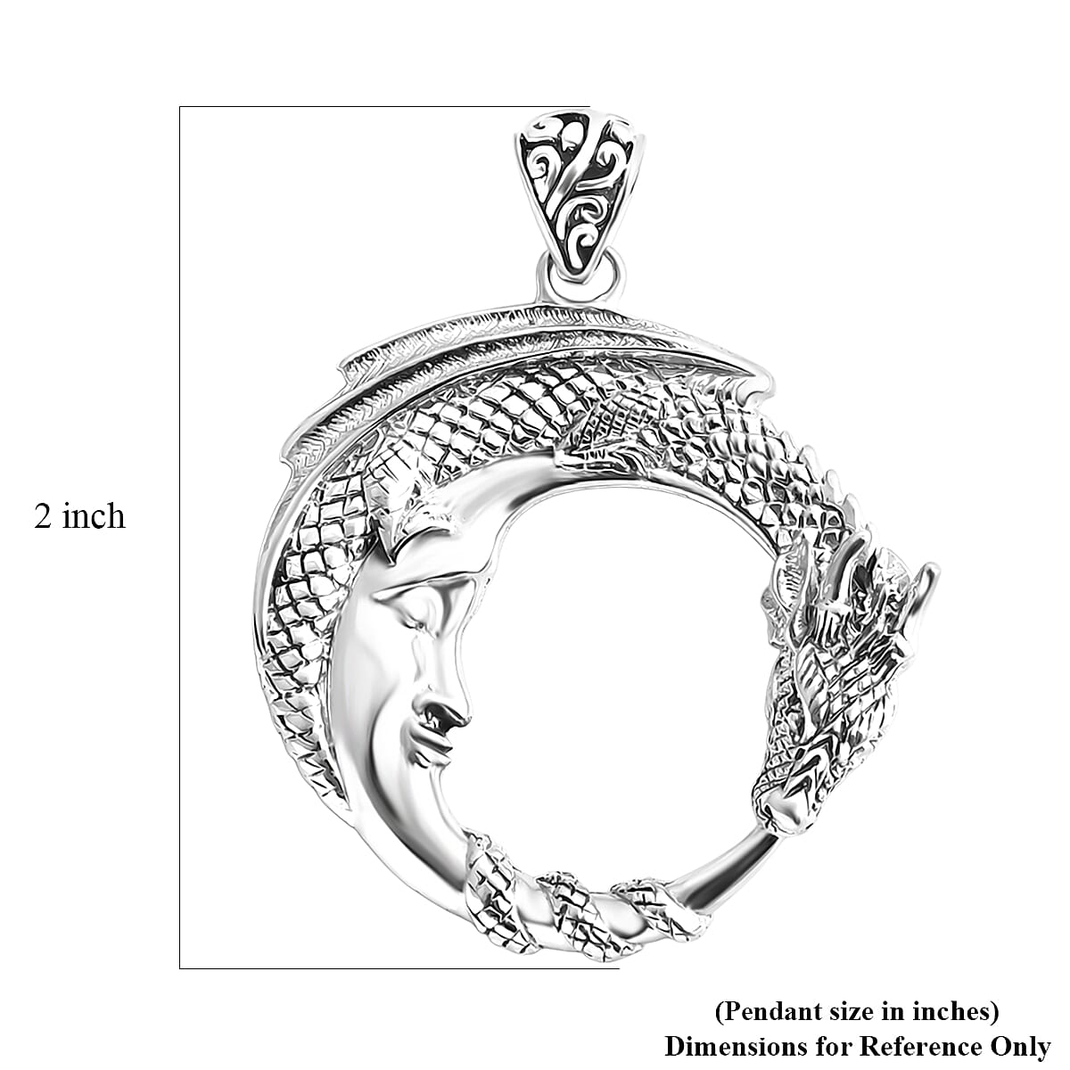 Bali Legacy Moon with Dragon Pendant in Sterling Silver 8.30 Grams image number 5