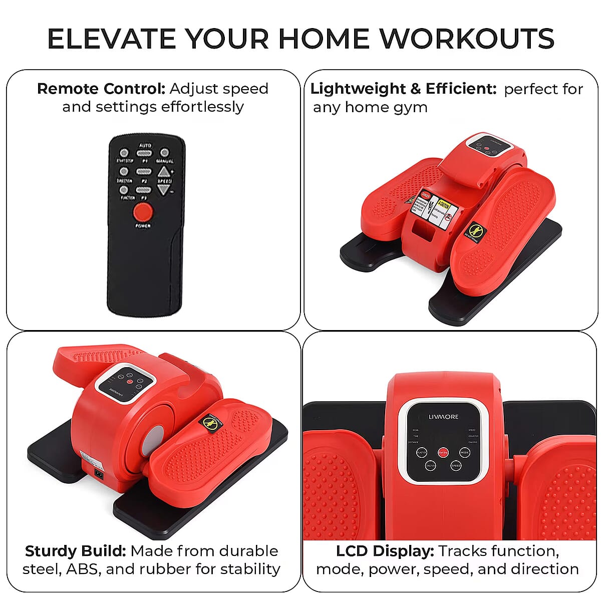 Doorbuster Livmore Red Under Desk Electric Stepper with LCD Display & Remote image number 7