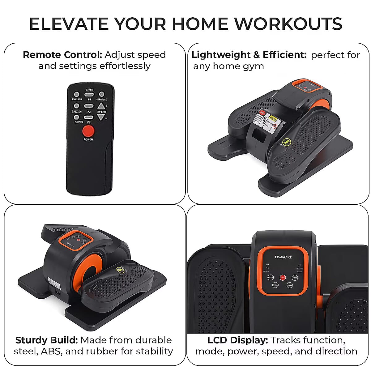 Livmore Black Electric Stepper with LCD Display & Remote image number 7