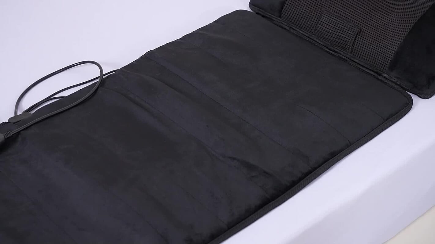 Livmore 3Pcs Set - Black Faux Leather Massage Mat with 20 Kneading Massage Heads and 2 Working Modes