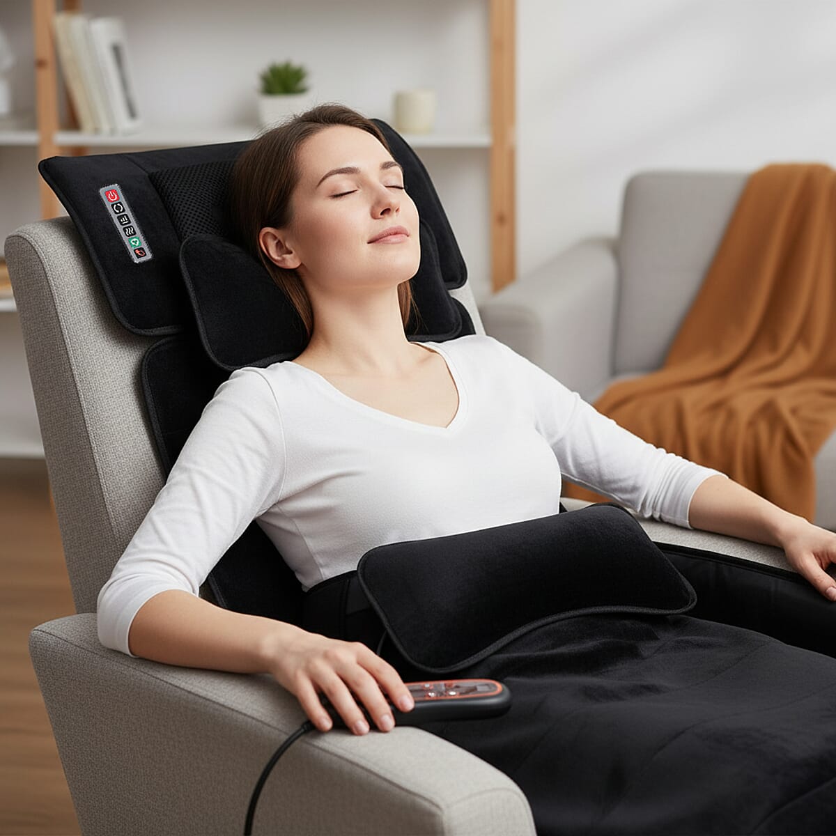 Doorbuster Livmore 3Pcs Set - Black Faux Leather Massage Mat with 20 Kneading Massage Heads and 2 Working Modes image number 1