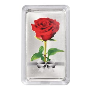 999.9 Fine Silver One Troy Ounce Bullion Forever Rose Bar 31.1 Grams