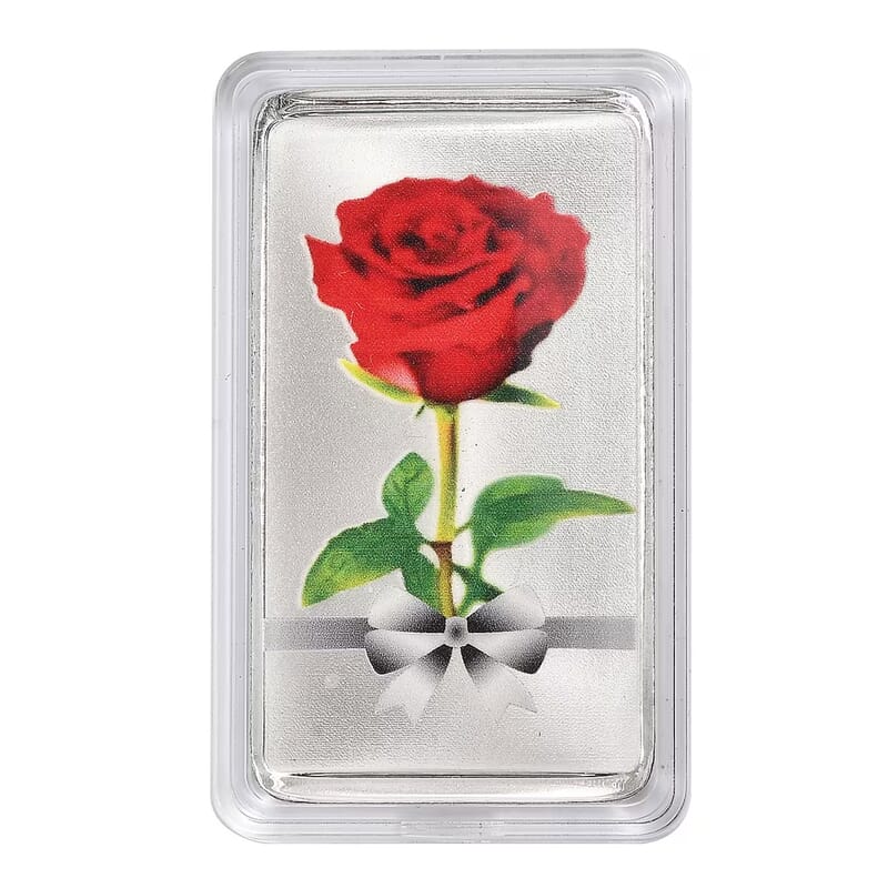 999.9 Fine Silver One Troy Ounce Bullion Forever Rose Bar 31.1 Grams
