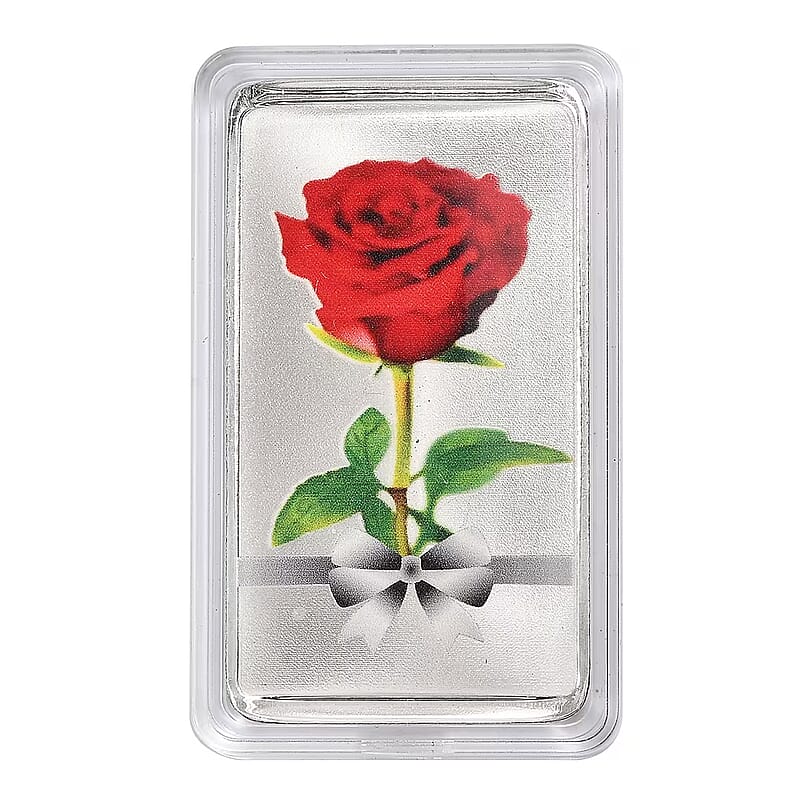 999.9 Fine Silver One Troy Ounce Bullion Forever Rose Bar 31.1 Grams
