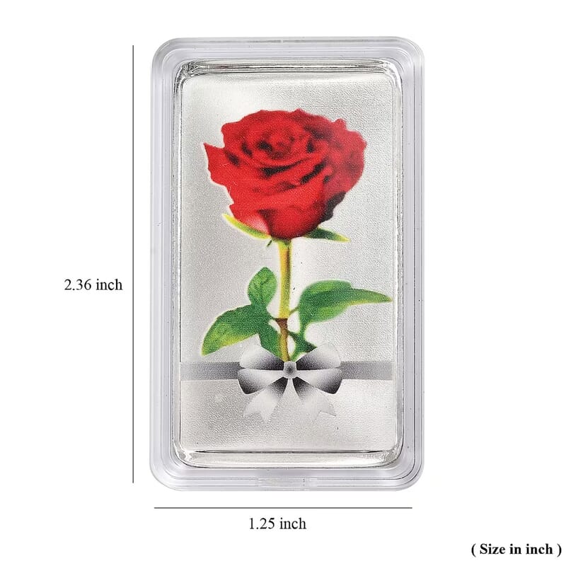 999.9 Fine Silver One Troy Ounce Bullion Forever Rose Bar 31.1 Grams