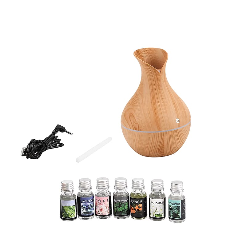 Livmore Brown Humidifier with 7 Essential Oils (100ml)