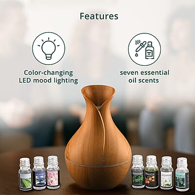 Livmore Brown Humidifier with 7 Essential Oils (100ml)
