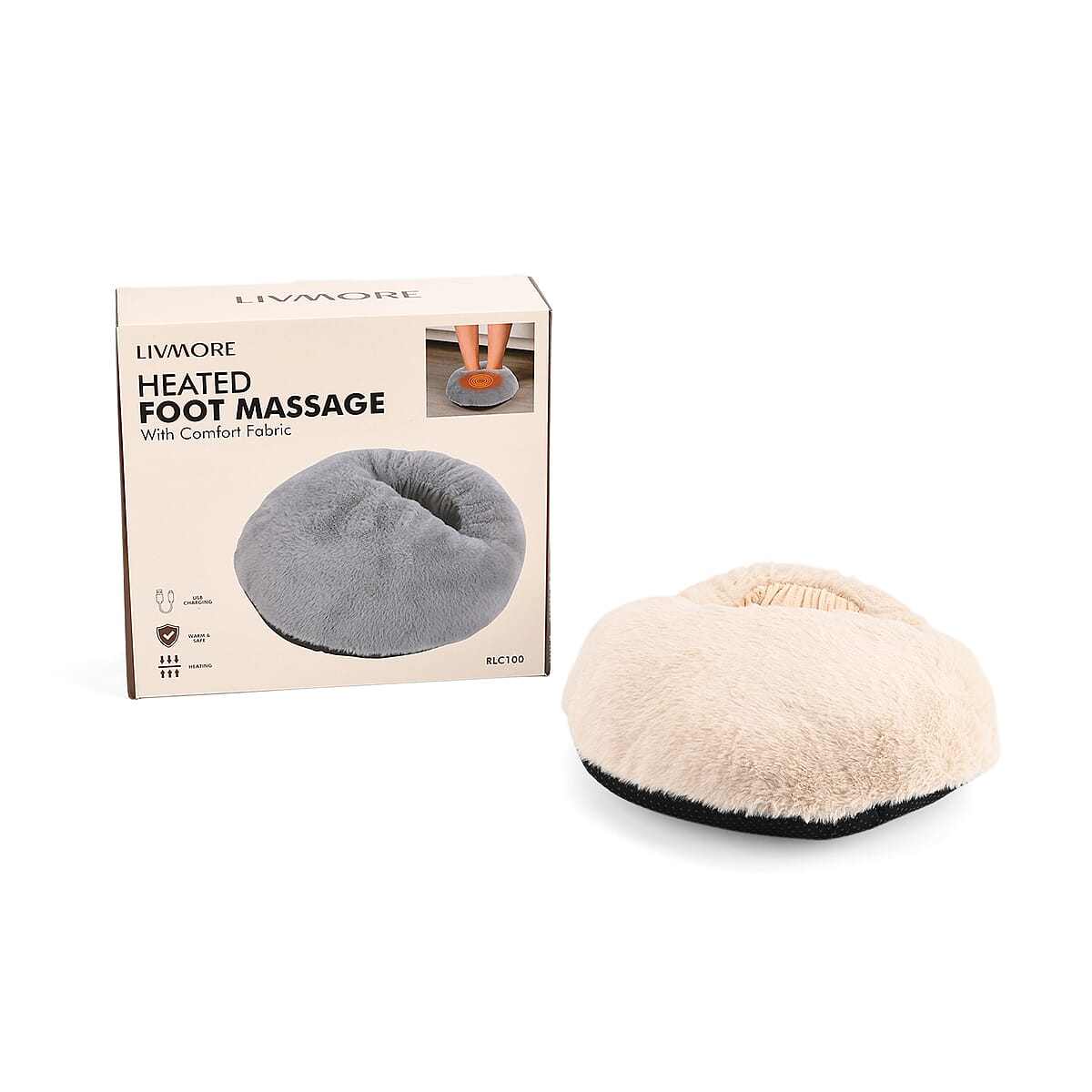 Livmore Cream Heated Plush Foot Massage Warmer image number 0