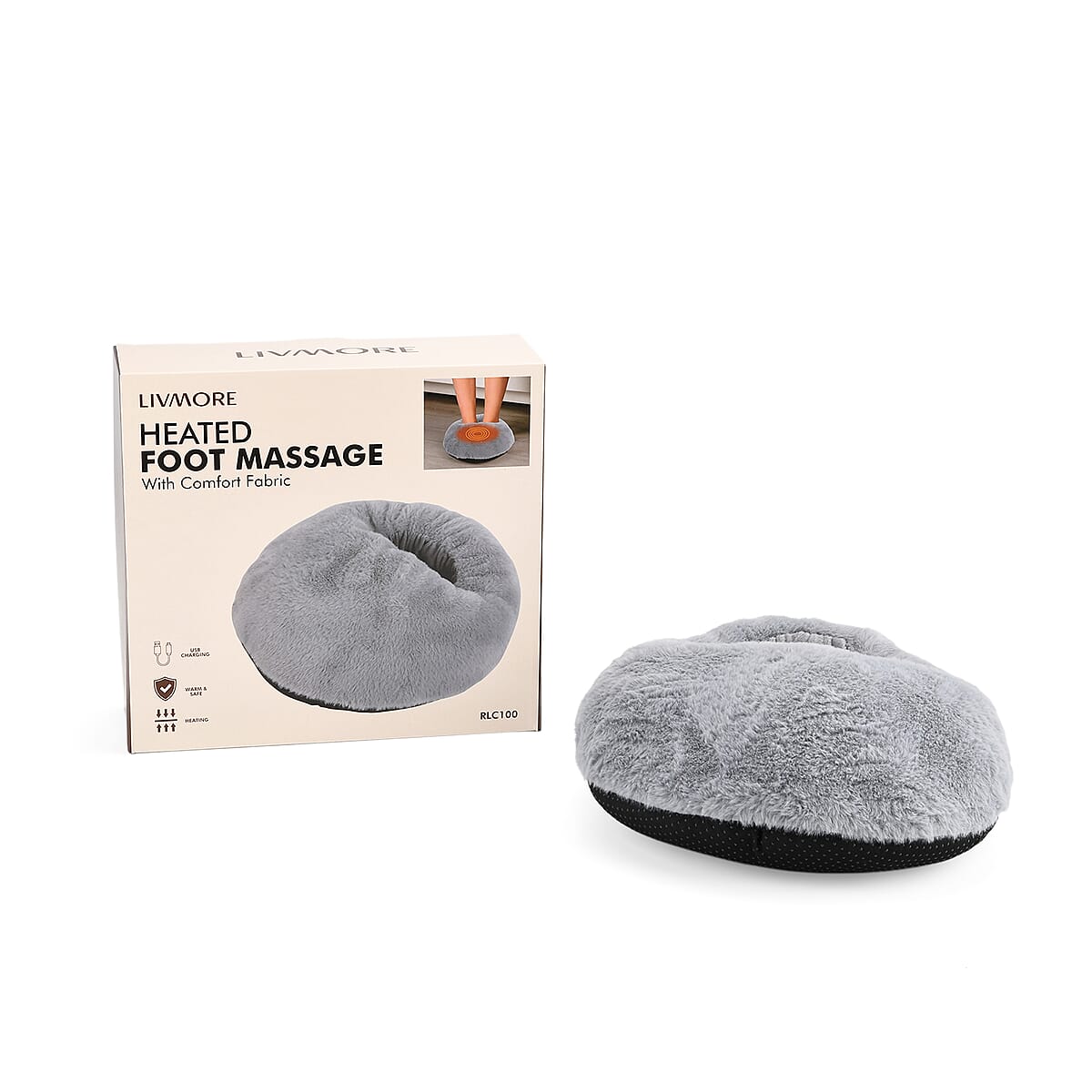Livmore Gray Heated Plush Foot Massage Warmer  image number 0