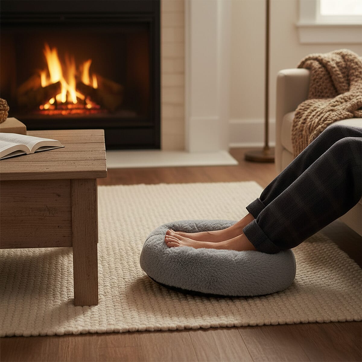 Livmore Gray Heated Plush Foot Massage Warmer  image number 1