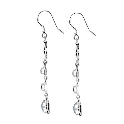 Premium Larimar and Multi Gemstone 4.20 ctw Earrings in Sterling Silver