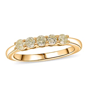 D'Joy Natural Yellow Diamond I3 0.50 ctw Ring in 18K Vermeil Yellow Gold Over Sterling Silver (Size 7.0)