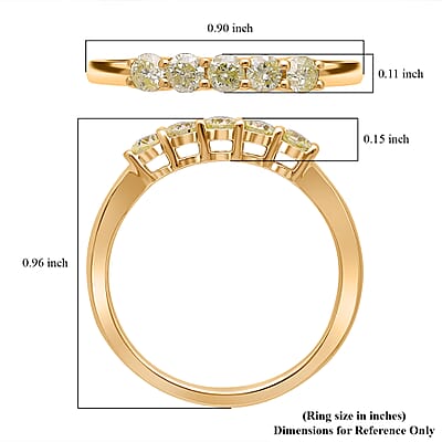 D'Joy Natural Yellow Diamond I3 0.50 ctw Ring in 18K Vermeil Yellow Gold Over Sterling Silver (Size 7.0)