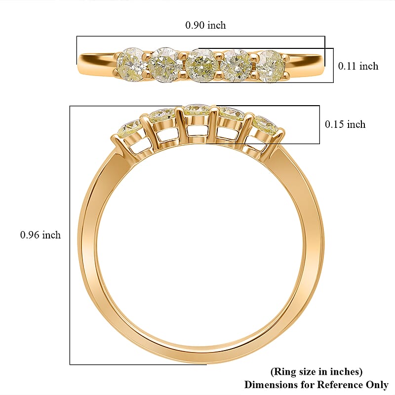 D'Joy Natural Yellow Diamond I3 0.50 ctw Ring in 18K Vermeil Yellow Gold Over Sterling Silver (Size 8.0)