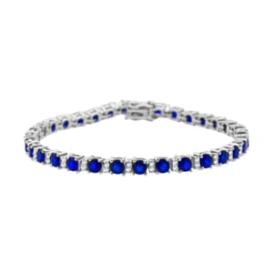 D'Joy Tanzanian Blue Spinel (DF) and White Zircon 10.15 ctw Bracelet in Rhodium Over Sterling Silv (6.50 In) 